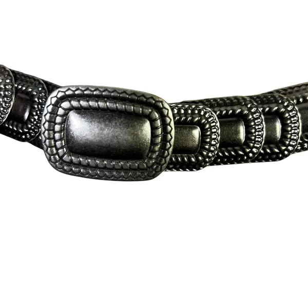 Womens Plated Metal Base Stretch Polyester Belt Silver Buckle ML - Image 3