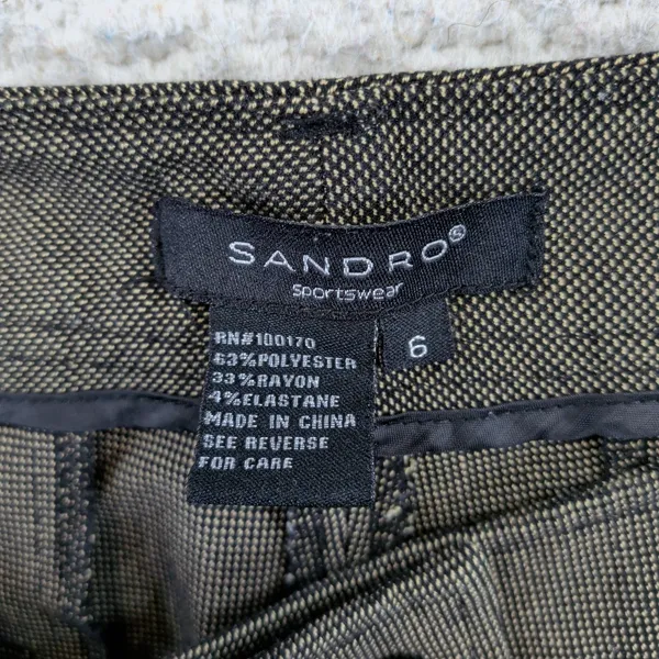Sandro Sportswear Brown Micro Check Wide‎ Leg Trousers Size 6 Dark Academia - Image 7