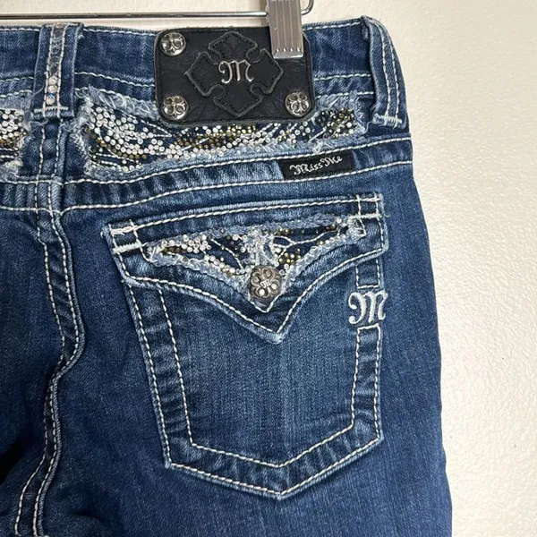 Miss Me ladies bootcut denim jeans‎ with studded bling gem pockets size 27 - Image 14