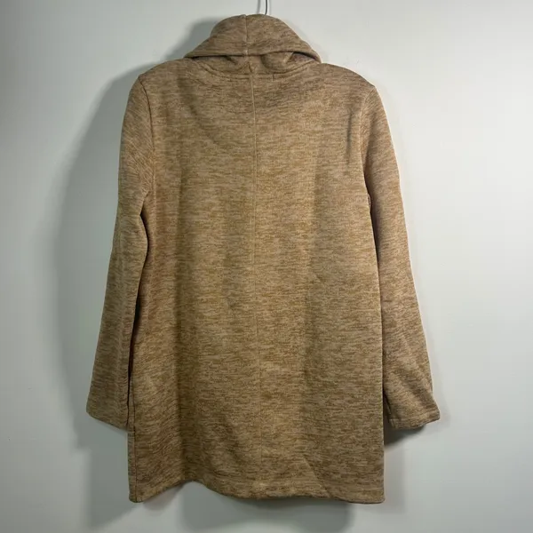 Lands‎ End Womens Tan Marled Fleece Cowl Neck Tulip Hem Tunic Sweater Small 6-8 - Image 2