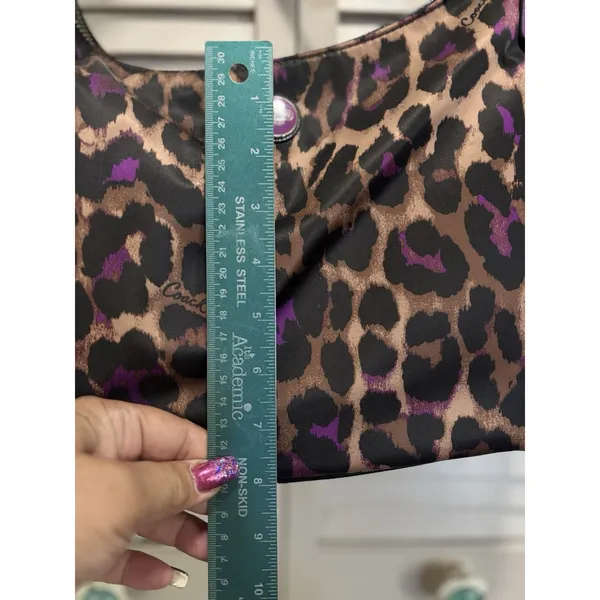 COACH NWT Ocelot Hobo Violet Multi Animal Print F26033 Large Logo - Image 6