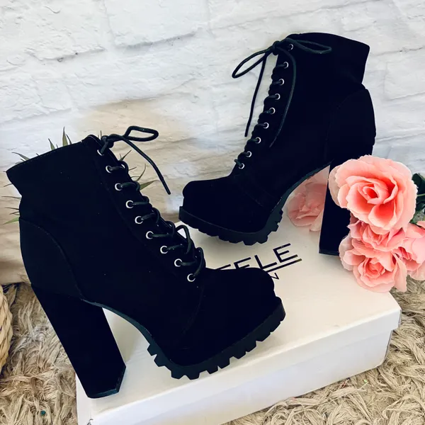 Faux Suede Boots Black Size 6.5 - Image 2