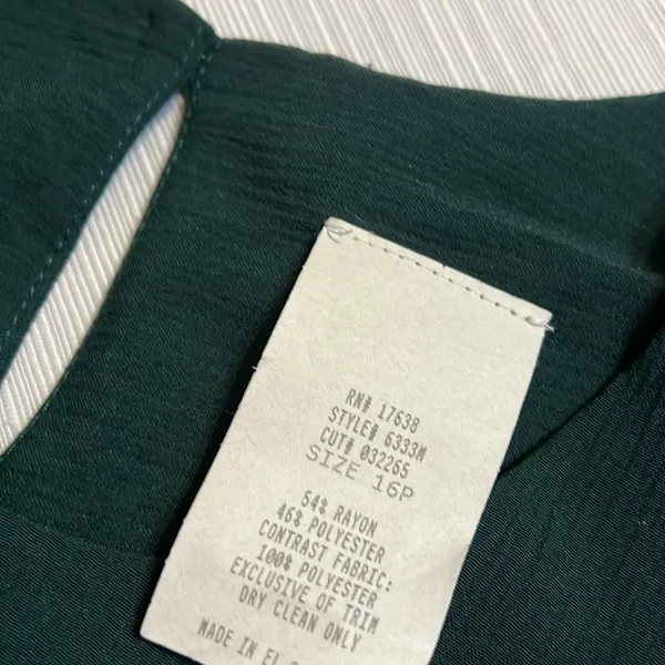 Sears Petites Hunter Green Pleated Sleeve Maxi Dress Size‎ 16P NWT 6333M - Image 5