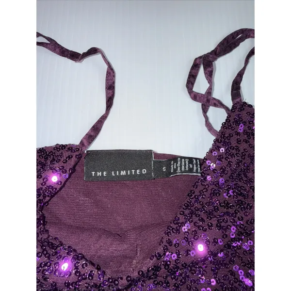 The Limited Sequin Sparkle Purple & Gold Shoulder Strap‎ Womens Tank Top S - Image 10