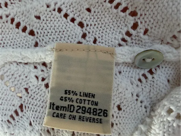 LL Bean White Pointelle Linen Cotton Cardigan 1X Crochet Feminine Grandmacore - Image 6