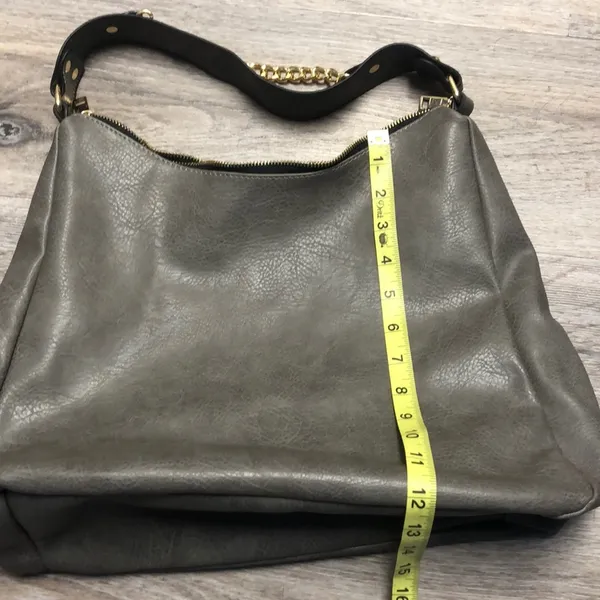 Large Gray Faux Leather Purse - Image 12