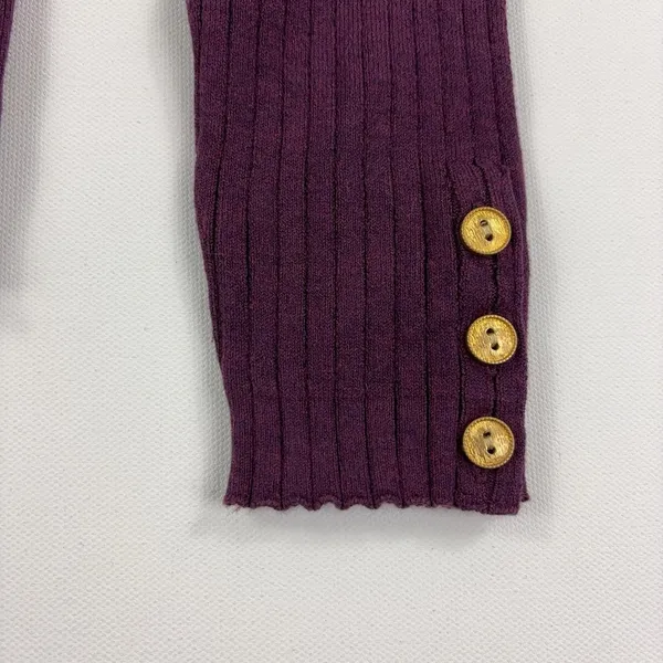 J McLaughlin Sweater Womens L Purple Turtleneck Tight-Knit Button Cuff Pullover - Image 2
