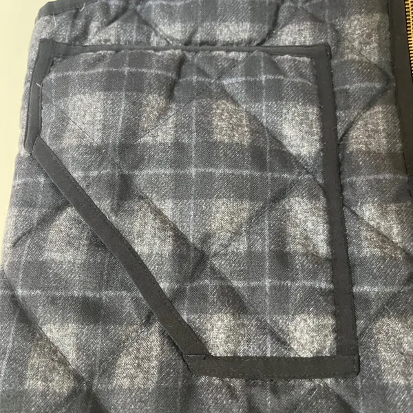 J.Crew Excursion Quilted Puffer Vest Gray Black Plaid Down Fill‎ E4823 Womens S - Image 2