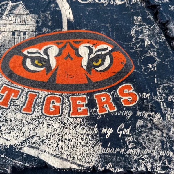 Auburn Tigers Y2k Graphic Blouse Women Large Embellished Ruffle V-Neck 3/4 Sleev - Image 10