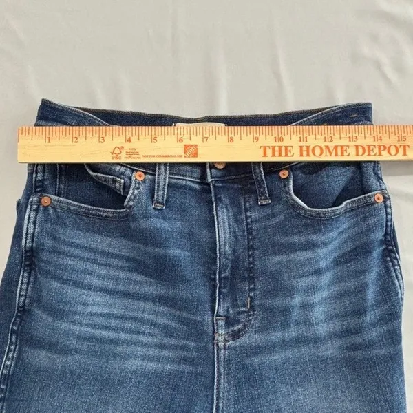 Madewell Stovepipe High Rise Straight‎ Leg Jeans Blue Denim 28T - Image 5