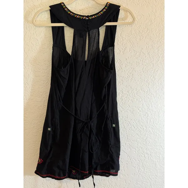 Torrid Embroidered Beaded Tank Top Black 1 Womens Boho Peasant Festival - Image 7