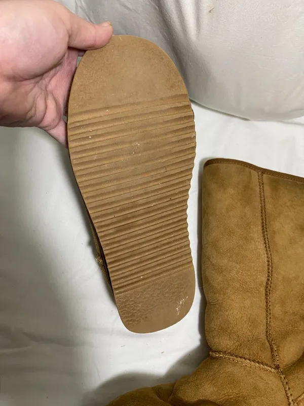 Women's Sheepskin Shearling Mid-Calf Winter Boots Tan Brown Size 8 Cozy Lined - Image 3