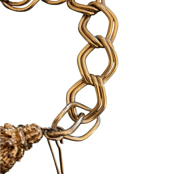 VTG Brass Victorian Double Link Chain Belt Tassel Charm Pendant 35” Charm 6” - Image 4