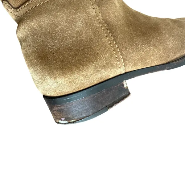 Tory Burch Wembley Suede Riding Boots Tan Tobacco Brown Gold Logo Size 8 - Image 14