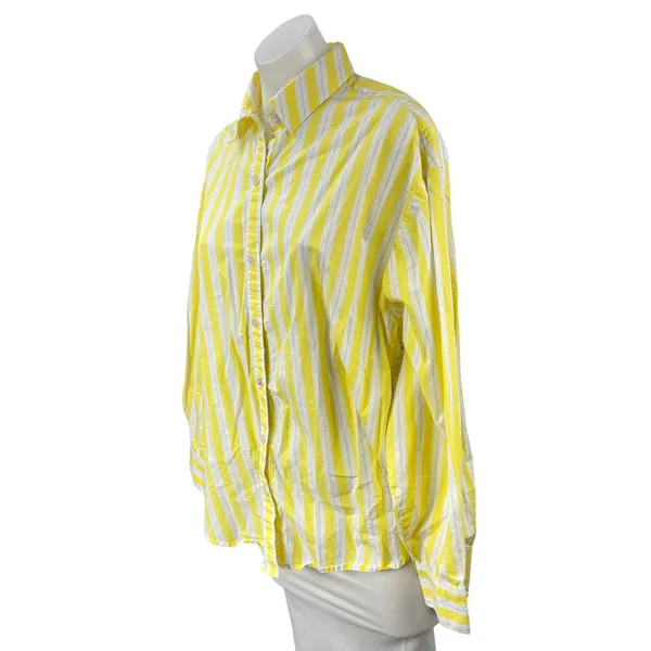 Aerie Women's Yellow Striped Poplin Long Sleeve Button Down Shirt Top Size XS - Image 3