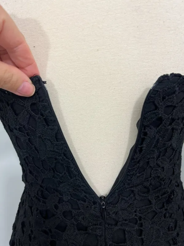 ASTR Small Black Eyelet Lace Cutout Midi Dress - Image 13