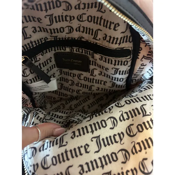 JUICY COUTURE Royal Moment Backpack Quilted Pink Velour Purse Bag Y2K McBling - Image 5