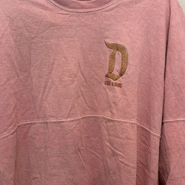 Disney Parks Pink Spirit Jersey Glitter‎ “D” Est. 1955 Long Sleeve Oversized Top - Image 2