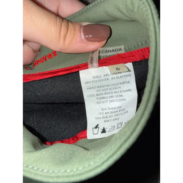 Erin Snow Slim Fit Insulated Shell Ski Pants Olive Green Size 6 - Image 6