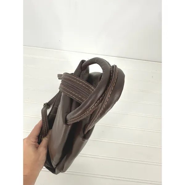 Tuscany Leather Backpack Purse Women OS Brown Leather Handmade Italy Sling Zip - Image 8