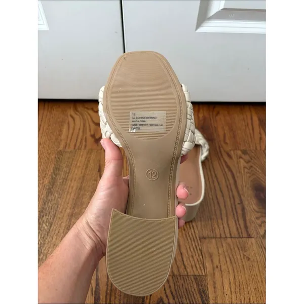 A new day Woven Strap Cream Block Heel Sandals Size 12 New without Tags - Image 5