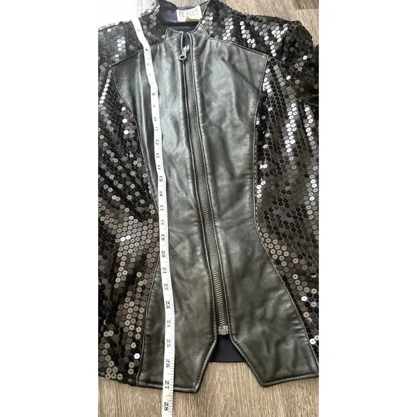 Vintage Firenze Santa Barbara Black Leather Jacket Sz Small MultiColor Moto - Image 5