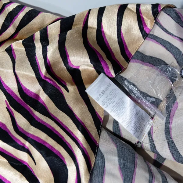 NEW ASOS Zebra Animal Print Pattern Satin Puff Long Sleeve Midi Dress 4 - Image 3