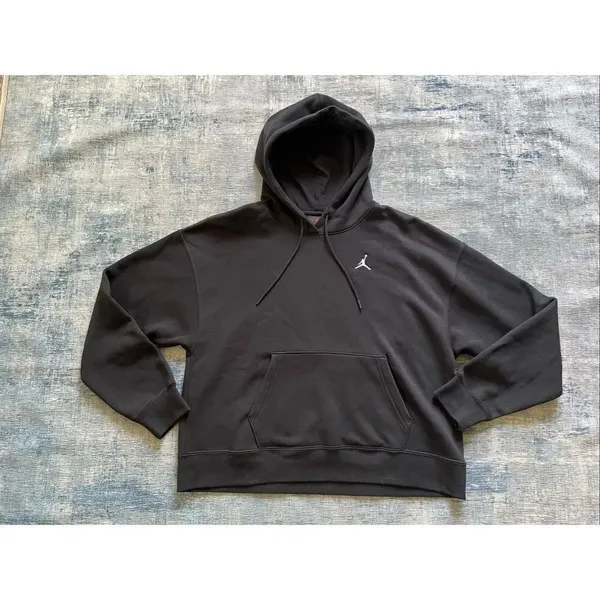 Nike Black White Air Jordan Brooklyn Fleece Pullover Hoodie Women's Small - Image 2
