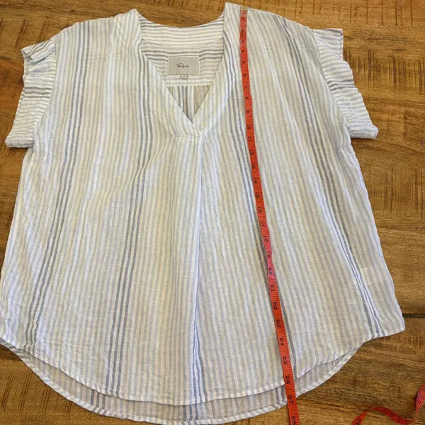 Rails Nala Top Womens M Linen Blend Blue Stripe Coastal Lightweight Relaxed - Image 12
