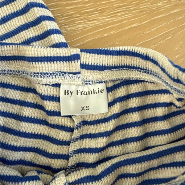 By Frankie Aris Stripe Shirt & Shorts Set Size XS Blue Gray - Image 2