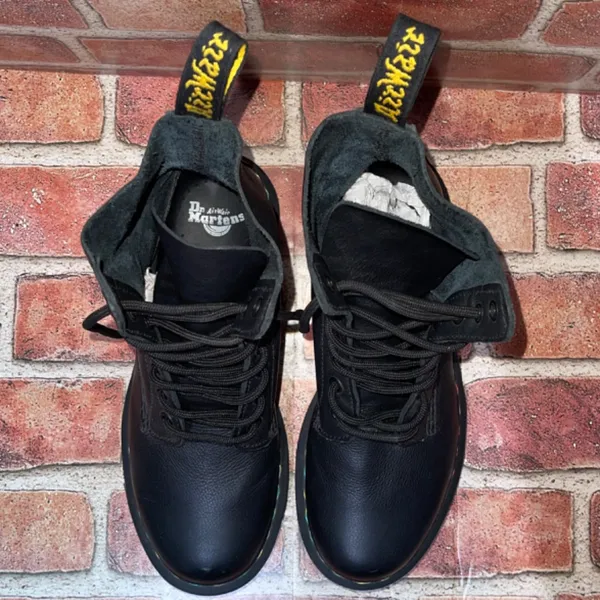 Pre-Owned Dr Martens 1460 Pascal Rainbow Stitch Black Leather Boots Size 7 - Image 2