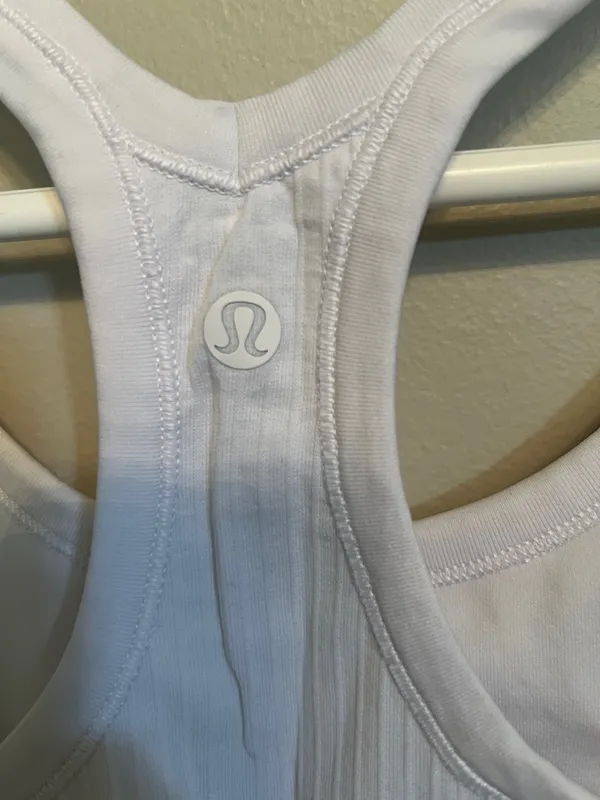 LuLu Lemon Ebb and Flow White Ribbed Yoga Top - Image 5