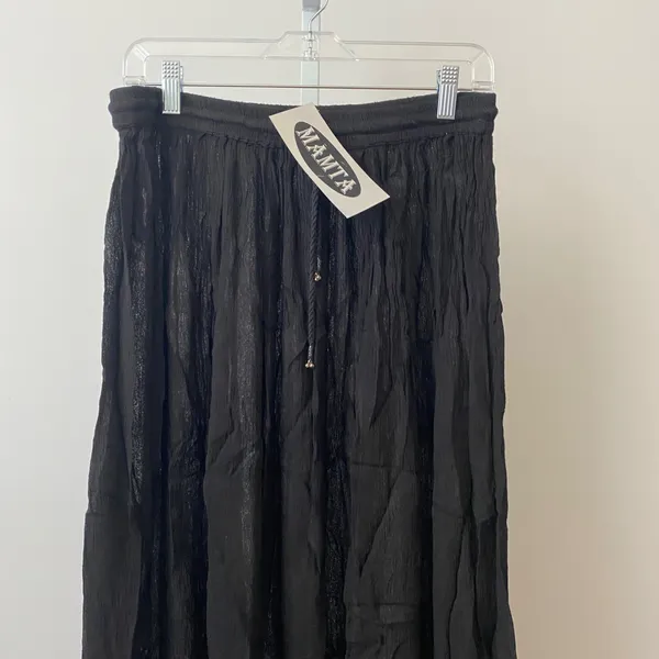 Mamta Boho Flowy Beachy Relaxed Shabby Maxi Skirt One Size Black - Image 2