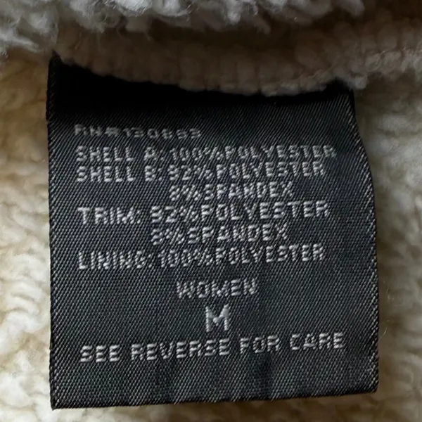 New Balance Womens Sherpa Fleece Full Zip Jacket Cream Off White Size M RN130893 - Image 9