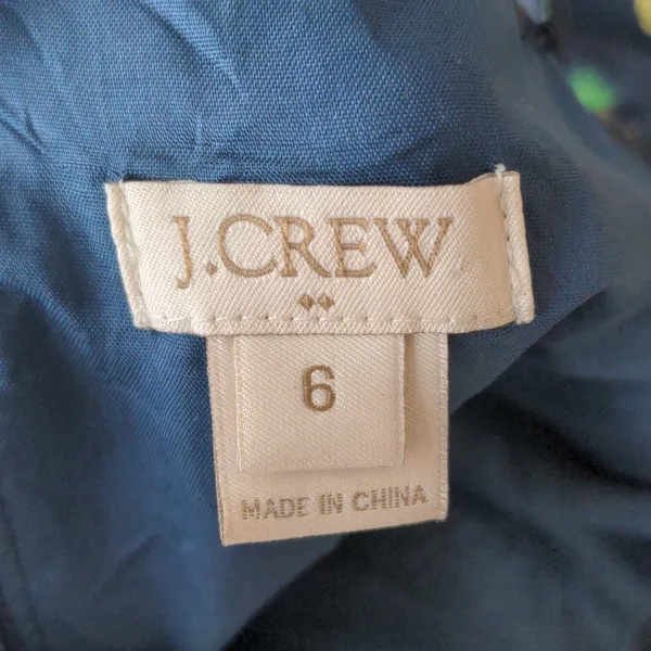 J. Crew Women's Size 6‎ Navy Pineapple Dress Fully Lined Rear Zip Pockets Lined - Image 7