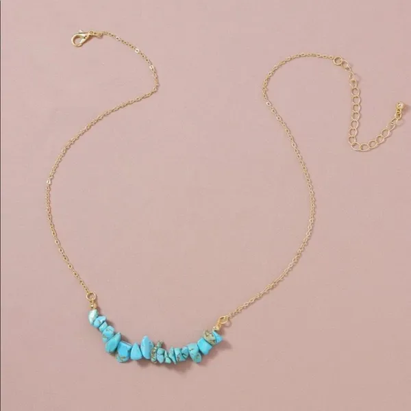 Delicate Turquoise Stone Gold chain necklace - Image 3