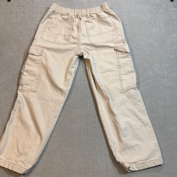 Vans Cargo Pants Womens Large Cream Off White Contrast Stitch Skate Streetwear - Image 2