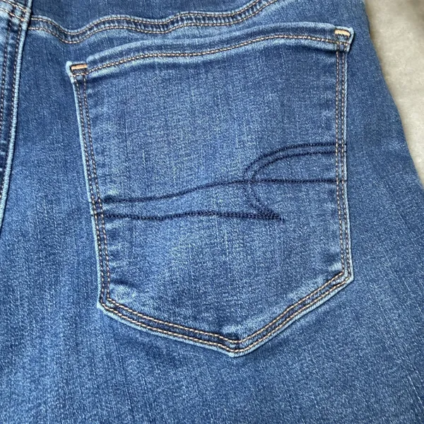 American Eagle Womens Size 12 High-Rise Skinny Kick Jeans Raw Hem Stretch Denim - Image 16