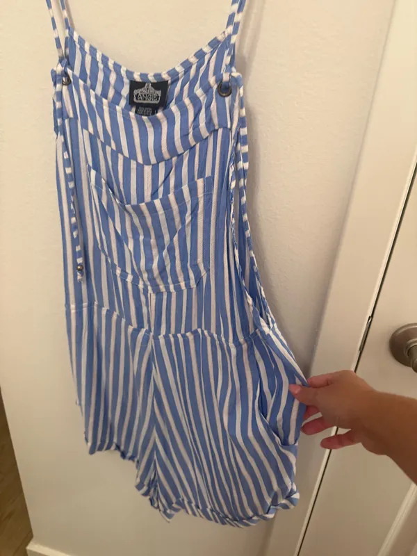 Angie Blue & White Striped Romper - Image 4