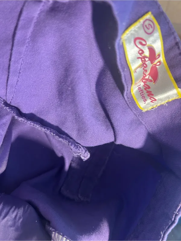 Copacabana Lefties Purple Chino Mini Skirt Small Cotton Side Pockets - Image 3
