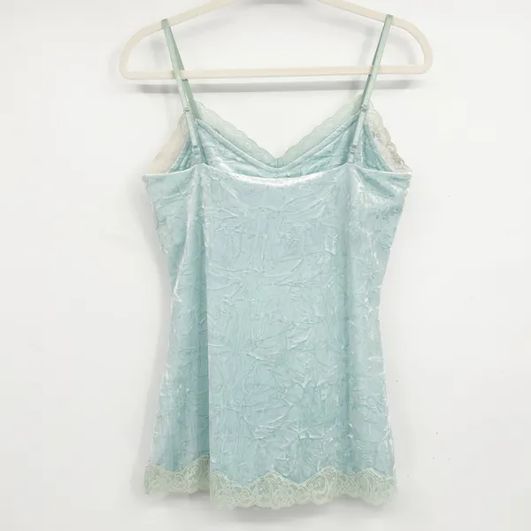 INC Womens‎ Blue Crushed Velvet Lace Trim Y2K Fairycore Spring Cami Top Size M - Image 6