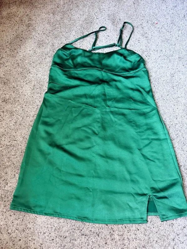 LA Hearts PacSun Emerald Satin Slip Dress - Image 2