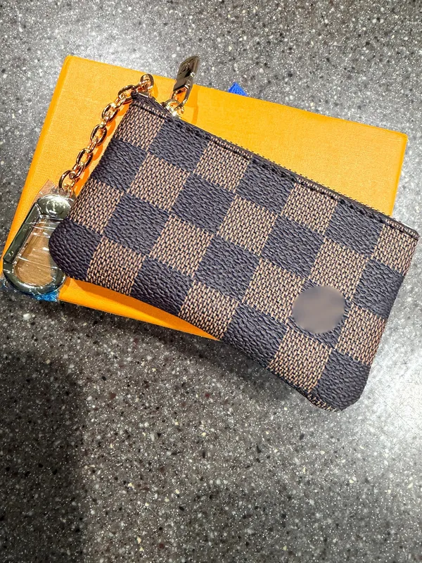Brown checkered mini coin purse wallet L V NEW - Image 4