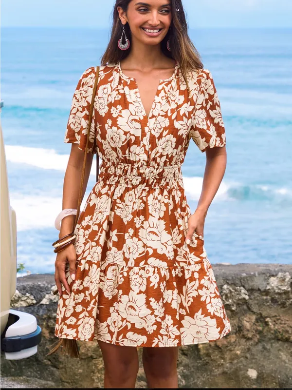 Cupshe • Mini Dress • Always & Forever • Floral Print • Orange • Small - Image 4