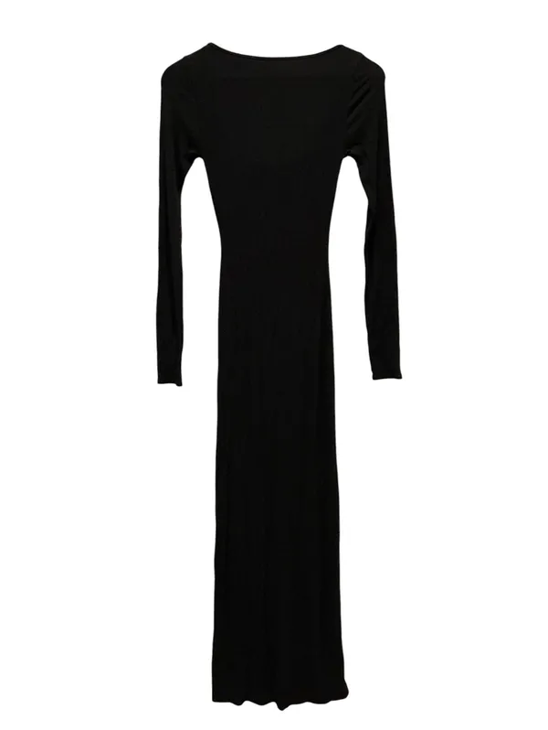 Skims Black Long Sleeve Maxi Dress Small - Image 2