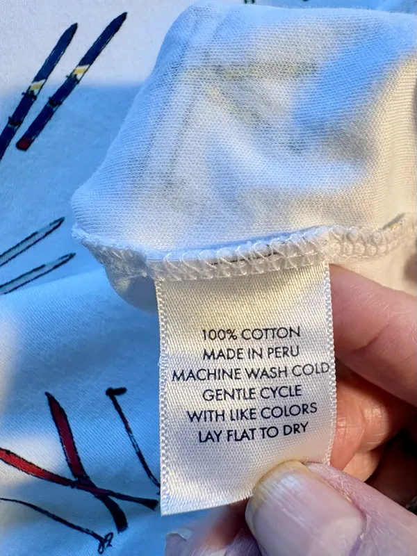 💥LAKE Pajamas Pima Cotton Long Sleeve Ski Print Pajama Top (ONLY) White Sz S💛 - Image 10