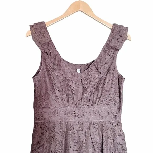 Anthropologie Maeve Dress Women's Size Small Y2K Gray Lace Ruffle Short Sundress - Image 9