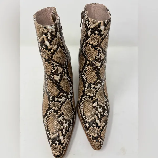 Raye Revolve Merit Size 6.5 High Heel Bootie‎ Natural Snake Skin Embossed - Image 5