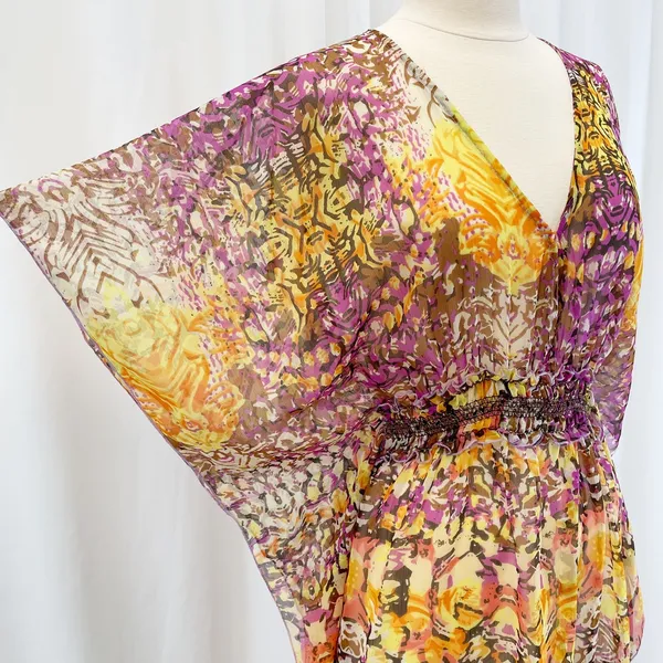 Steve Madden Womens XS/S‎ Cover Up Maxi Dress Kimono Sleeve Semi-Sheer Flowy - Image 3