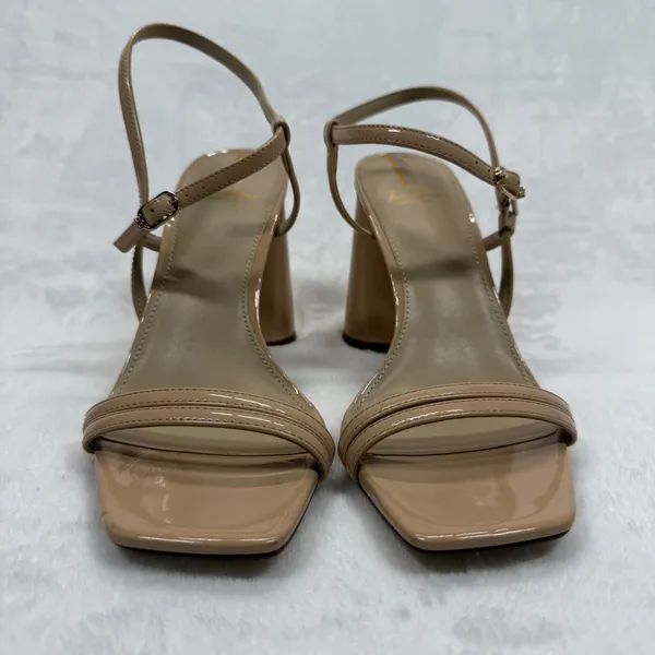 Sam Edelman Block Heel Sandals Square‎ Toe Ankle Strap Nude Beige Size 9M - Image 2